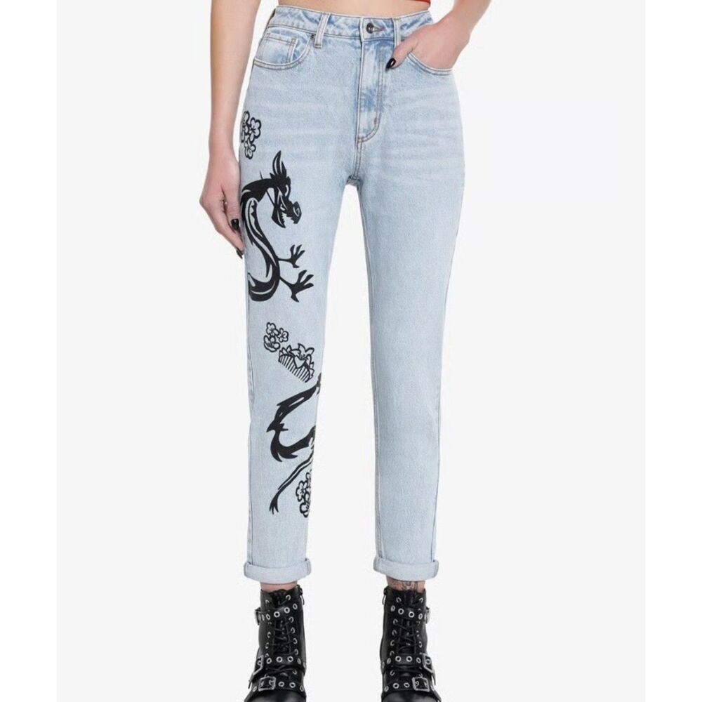Disney Princess Mulan Mushu Graphic Print Women's Jeans Sz 3
